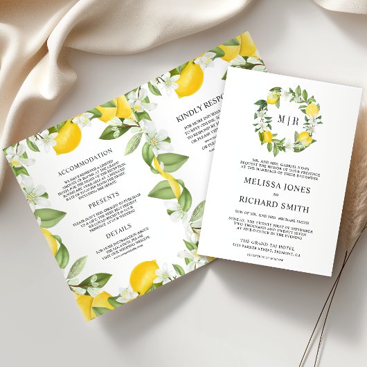 Invitation Verger de Citron Rustique Code QR Mariage