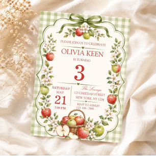 Invitation Verger de Pommes à Carreaux Verts Anniversaire d'A