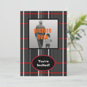 Invitation Vérifier Plaid White Red Black Birmingham Event (Debout devant)