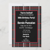 Invitation Vérifier Plaid White Red Black Birmingham Event (Dos)