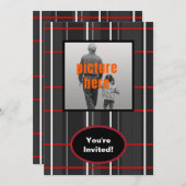 Invitation Vérifier Plaid White Red Black Birmingham Event (Devant / Derrière)