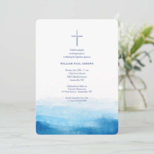 Invitation Véritable Bleu (Debout devant)