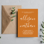 Invitation Véritable Citrouille de simplicité Script Mariage<br><div class="desc">Cette faire-part de mariage simple et magnifique est parfaite pour le minimaliste en nous tous ! Veuillez me contacter si vous désirez de l'aide pour customiser la partie texte de ce faire-part de mariage.</div>