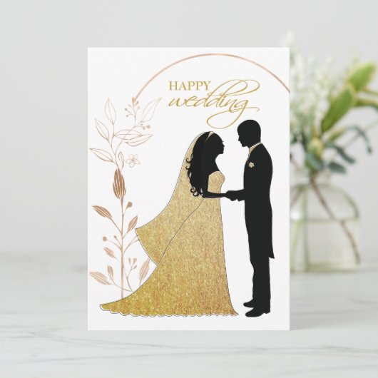 Invitation Véritable huile d'or Élégant Feuille monogramme de (Debout devant)