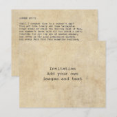 Invitation Véritable machine à écrire Shakespeare Sonnet 18 ( (Devant / Derrière)