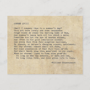 Invitation Véritable machine à écrire Shakespeare Sonnet 18 (