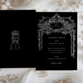 Invitation Véritable Mariage d'ornement noir et blanc