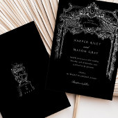 Invitation Véritable Mariage d'ornement noir et blanc