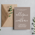 Invitation Véritable Mariage minimaliste Simplicité Taupe<br><div class="desc">Cette faire-part de mariage simple et magnifique est parfaite pour le minimaliste en nous tous ! Veuillez me contacter si vous désirez de l'aide pour customiser la partie texte de ce faire-part de mariage.</div>
