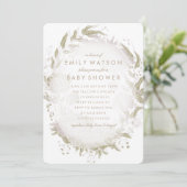 Invitation Véritable Romance Foil Floral Baby shower cadre (Debout devant)
