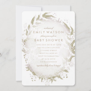 Invitation Véritable Romance Foil Floral Baby shower cadre