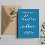 Invitation Véritable simplicité 1 Bleu d'hiver minimaliste Ma<br><div class="desc">Cette faire-part de mariage simple et magnifique est parfaite pour le minimaliste en nous tous ! Veuillez me contacter si vous désirez de l'aide pour customiser la partie texte de ce faire-part de mariage.</div>