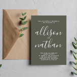 Invitation Véritable simplicité 1 Camo Green Minimalist Maria<br><div class="desc">Cette faire-part de mariage simple et magnifique est parfaite pour le minimaliste en nous tous ! Veuillez me contacter si vous désirez de l'aide pour customiser la partie texte de ce faire-part de mariage.</div>
