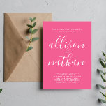 Invitation Véritable simplicité 1 carnation rose Mariage mini<br><div class="desc">Cette faire-part de mariage simple et magnifique est parfaite pour le minimaliste en nous tous ! Veuillez me contacter si vous désirez de l'aide pour customiser la partie texte de ce faire-part de mariage.</div>