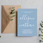 Invitation Véritable simplicité 1 Glacier bleu minimaliste Ma<br><div class="desc">Cette faire-part de mariage simple et magnifique est parfaite pour le minimaliste en nous tous ! Veuillez me contacter si vous désirez de l'aide pour customiser la partie texte de ce faire-part de mariage.</div>