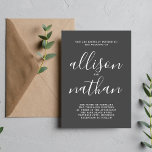 Invitation Véritable simplicité 1 Mariage minimaliste au char<br><div class="desc">Cette faire-part de mariage simple et magnifique est parfaite pour le minimaliste en nous tous ! Veuillez me contacter si vous désirez de l'aide pour customiser la partie texte de ce faire-part de mariage.</div>