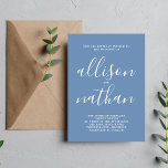 Invitation Véritable simplicité 1 Mariage minimaliste bleu De<br><div class="desc">Cette faire-part de mariage simple et magnifique est parfaite pour le minimaliste en nous tous ! Veuillez me contacter si vous désirez de l'aide pour customiser la partie texte de ce faire-part de mariage.</div>