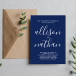 Invitation Véritable simplicité 1 Mariage minimaliste bleu en<br><div class="desc">Cette faire-part de mariage simple et magnifique est parfaite pour le minimaliste en nous tous ! Veuillez me contacter si vous désirez de l'aide pour customiser la partie texte de ce faire-part de mariage.</div>
