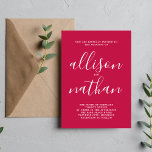 Invitation Véritable simplicité 1 Mariage minimaliste framboi<br><div class="desc">Cette faire-part de mariage simple et magnifique est parfaite pour le minimaliste en nous tous ! Veuillez me contacter si vous désirez de l'aide pour customiser la partie texte de ce faire-part de mariage.</div>