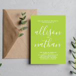 Invitation Véritable simplicité 1 Mariage minimaliste vert pr<br><div class="desc">Cette faire-part de mariage simple et magnifique est parfaite pour le minimaliste en nous tous ! Veuillez me contacter si vous désirez de l'aide pour customiser la partie texte de ce faire-part de mariage.</div>