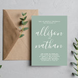 Invitation Véritable simplicité 1 Sage Vert minimaliste Maria<br><div class="desc">Cette faire-part de mariage simple et magnifique est parfaite pour le minimaliste en nous tous ! Veuillez me contacter si vous désirez de l'aide pour customiser la partie texte de ce faire-part de mariage.</div>