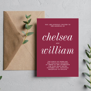 Invitation Véritable simplicité 2 Claret minimaliste Mariage