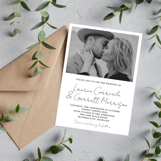 Invitation Véritable simplicité 3 Mariage noir et blanc moder