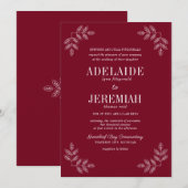 Invitation Véritable simplicité 6 Mariage Floral Bourgogne (Devant / Derrière)