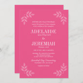 Invitation Véritable simplicité 6 Mariage floral de carnation (Devant / Derrière)