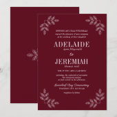Invitation Véritable simplicité 6 Mariage Floral en bois de r (Devant / Derrière)