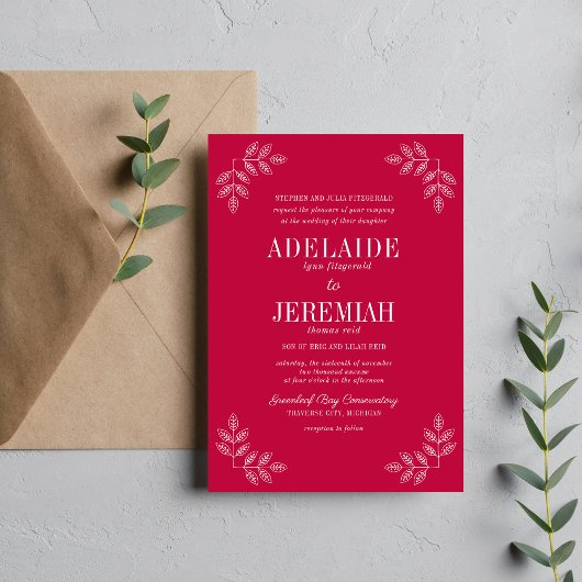 Invitation Véritable simplicité 6 Mariage floral framboise