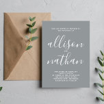 Invitation Véritable Simplicité Script de pierre Mariage mini<br><div class="desc">Cette faire-part de mariage simple et magnifique est parfaite pour le minimaliste en nous tous ! Veuillez me contacter si vous désirez de l'aide pour customiser la partie texte de ce faire-part de mariage.</div>