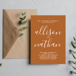 Invitation Véritable simplicité Terracotta Minimaliste Mariag<br><div class="desc">Cette faire-part de mariage simple et magnifique est parfaite pour le minimaliste en nous tous ! Veuillez me contacter si vous désirez de l'aide pour customiser la partie texte de ce faire-part de mariage.</div>
