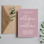 Invitation Véritable Simplicité Vintage Mauve Minimaliste Mar<br><div class="desc">Cette faire-part de mariage simple et magnifique est parfaite pour le minimaliste en nous tous ! Veuillez me contacter si vous désirez de l'aide pour customiser la partie texte de ce faire-part de mariage.</div>