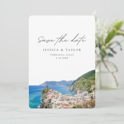 Invitation Vernazza Mariage Cinque Terre Enregistrer la date (Debout devant)