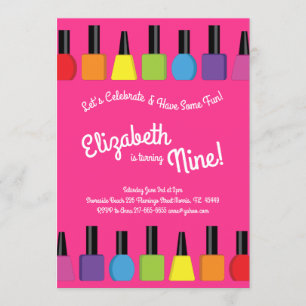 Invitation Vernis à Ongles Peinture Enfants Filles Anniversai