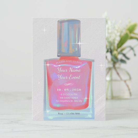 Invitation vernis rose glamor (Debout devant)