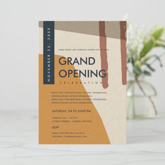 Invitation Vernissage de l'art abstrait moderne orange rouill (Debout devant)