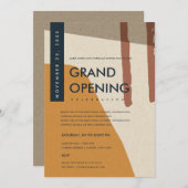 Invitation Vernissage de l'art abstrait moderne orange rouill (Devant / Derrière)