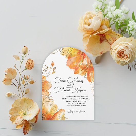 Invitation Verona Coucher de soleil Aquarelle Floral Arc Mari