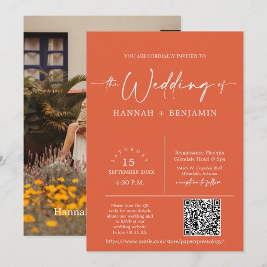 Invitation Verona Sunset Boho Arch QR Code photo (Devant / Derrière)