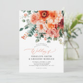 Invitation Verona Sunset Bright Orange Moderne Mariage Floral (Debout devant)
