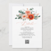 Invitation Verona Sunset Bright Orange Moderne Mariage Floral (Dos)