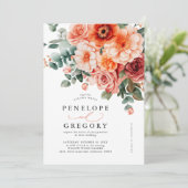 Invitation Verona Sunset Bright Orange Moderne Mariage Floral (Debout devant)