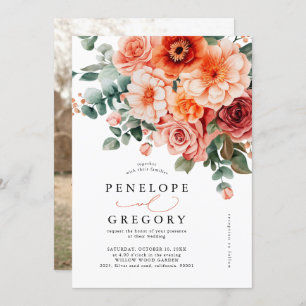 Invitation Vérone Coucher de soleil Bright Orange Floral Mari