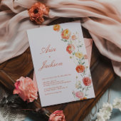 Invitation Vérone Coucher de soleil Orange Mariage Floral