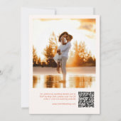 Invitation Vérone Coucher de soleil Orange Mariage Floral QR (Dos)