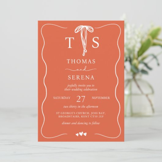 Invitation Vérone coucher de soleil QR code main tiré vague (Debout devant)