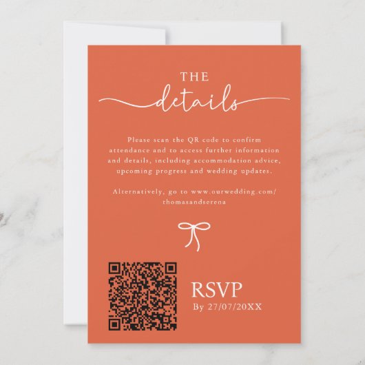 Invitation Vérone coucher de soleil QR code main tiré vague (Dos)