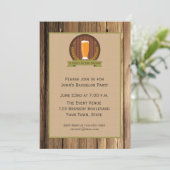 Invitation Verre à bière, fête de garçons thème bois (Debout devant)